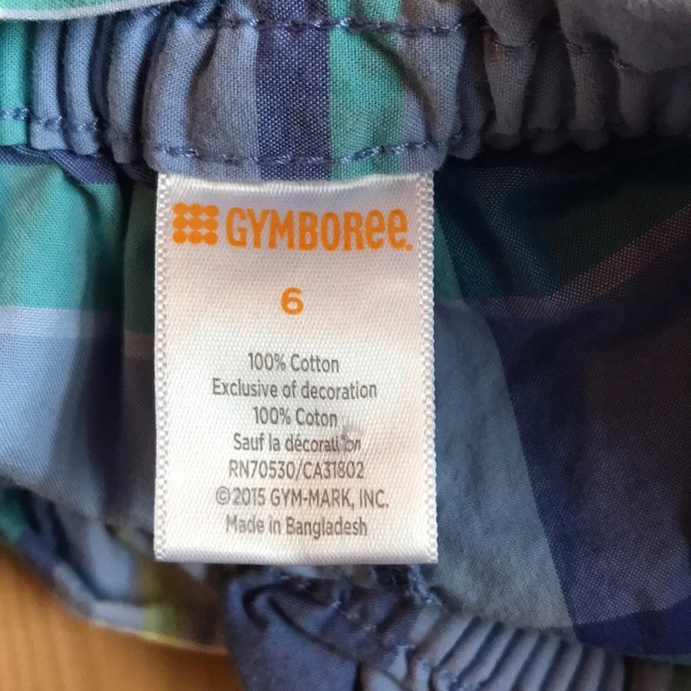 Gymboree 6 100% cotton blue plaid ruffle waist shorts